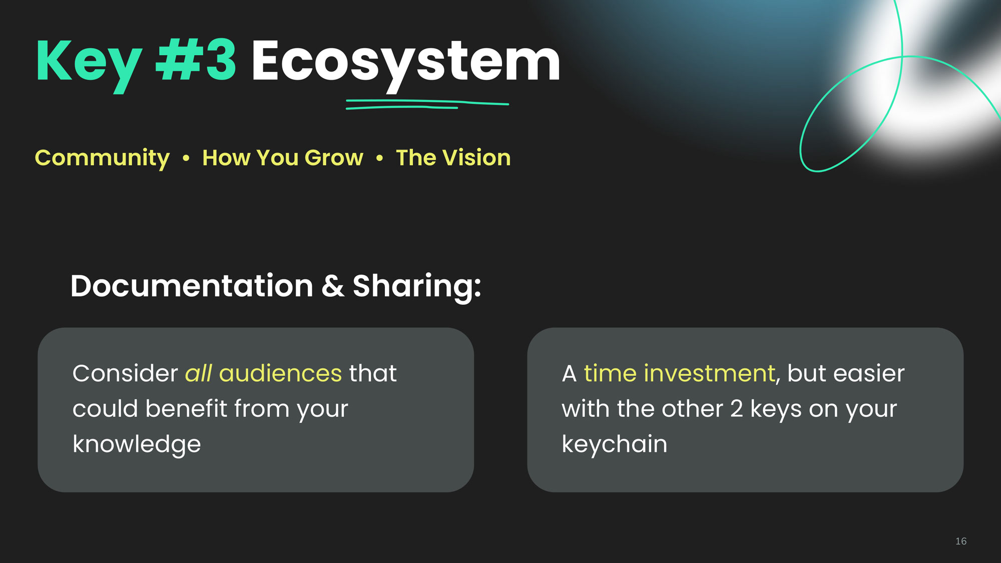 slide describing the concept of an ecosystem and its benefits to a broader community